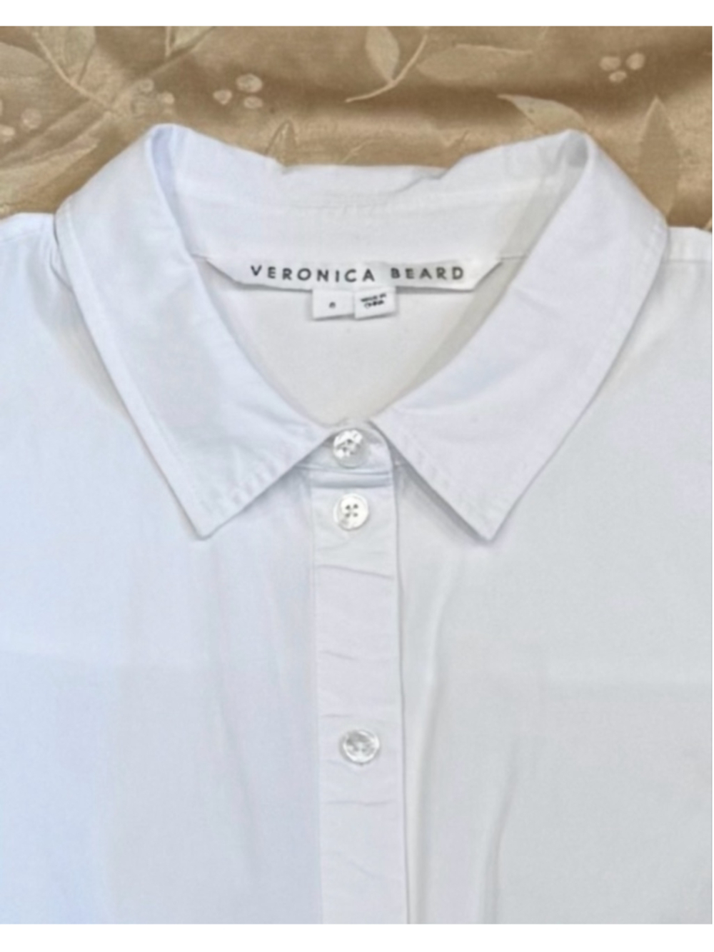 Veronica Beard Ruched Shirt Dress with Ruffle Hem, Off White - Picture 3 of 8